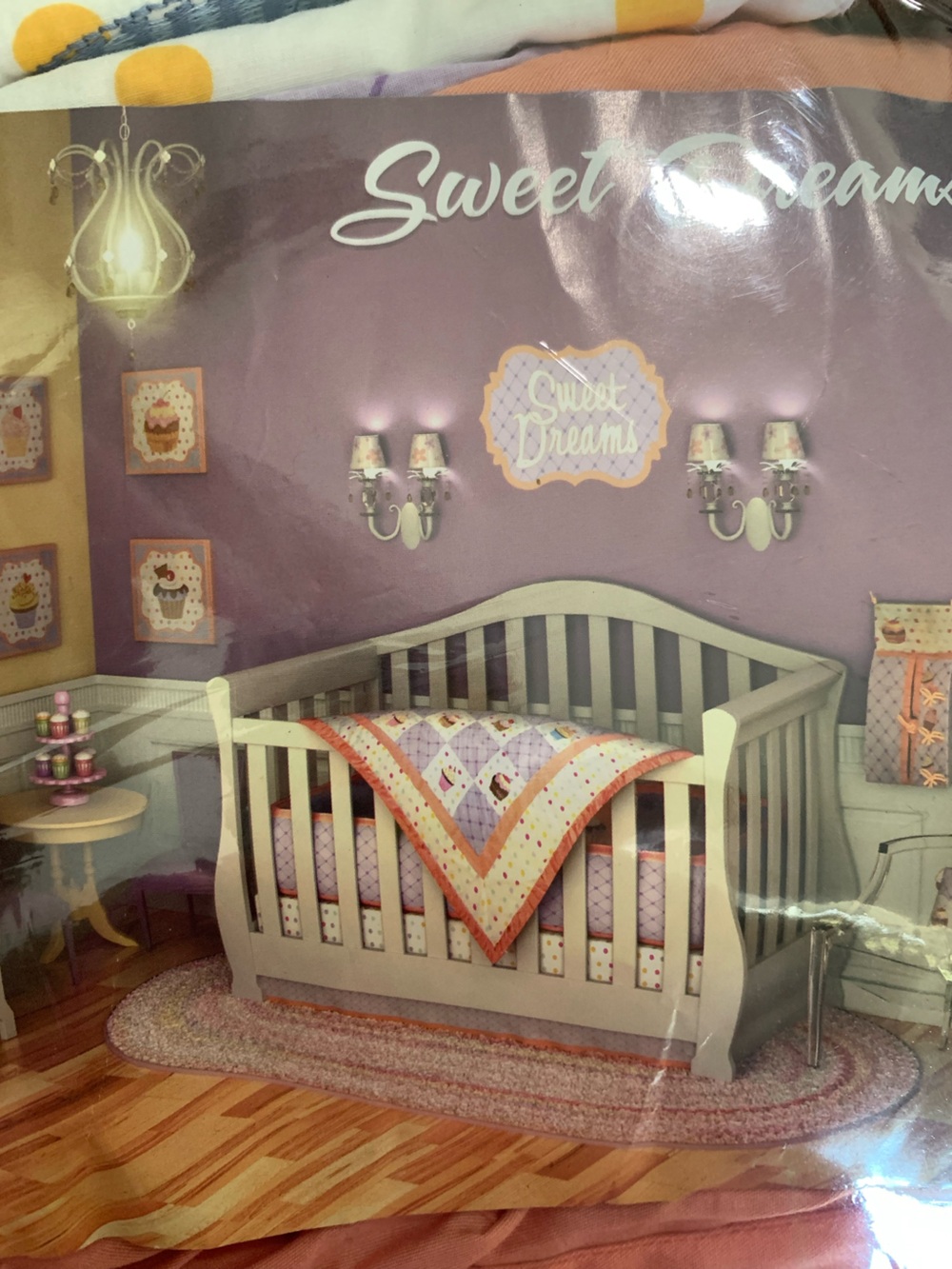 Baby Girl Cupcake Crib Bedding-Lavender & Coral